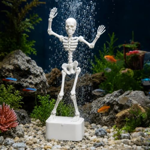 Image of Dancing Skeleton Aquarium Ornament with air Bubble Action | 3D Printed | Fun Aquarium Decor for Freshwater & Saltwater Tanks(Suction Cup not Included)