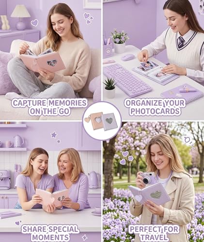 Image of 2 PCS Mini Photocard Binder, Compact Photo Album for Collectors, Organize K-Pop Cards and Memories, Portable 3 Inch Photo Storage, Set of Two in Pink and Purple Colors