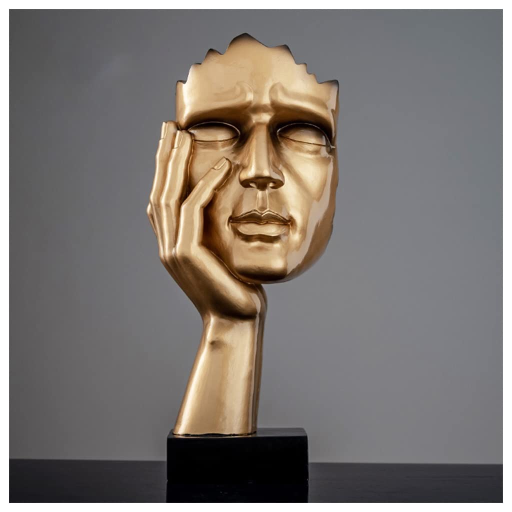GHKryD statue, Resin Abstract Sculpture No Hear No See No Speak Creative Decorative Objects for Piano Desktop Office Study(Gold,Style1)