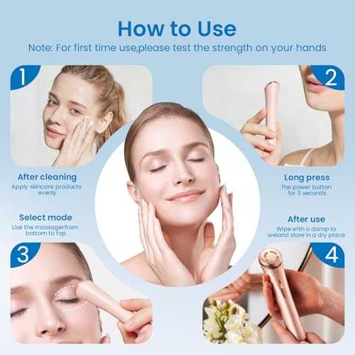 3-in-1 Eye Beauty Device - Red & Blue Light Therapy with Constant Warmth and Vibration Massage for Eye Care, Enhances Eye Cream Absorption, Reduces Dark Circles and Fine Lines - at Home (Pink) — view 4