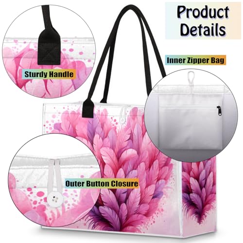 Love Feathers Tote Bag for Women Large Beach Bag Reusable Tote Bags for Work Travel Beach Shopping4