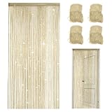 MeYuxg 4 Stück Fadenvorhang Türvorhang,100x200cm Glitzer Fadenvorhang Insektenschutz, Raumteiler Fensterdekoration für Hochzeit Party Dekoration, Wetterfest Waschbar (Champagne)