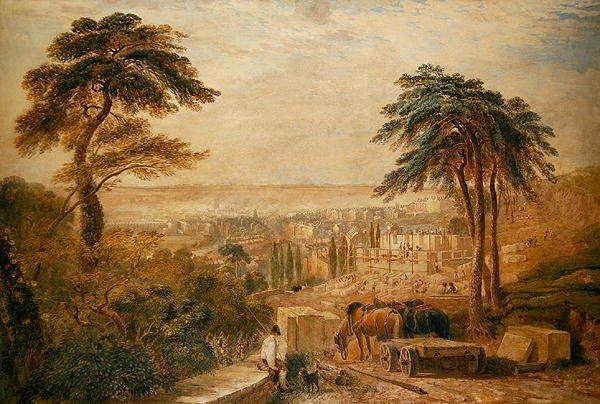 Decoracion del hogar con cuadro de lienzo de David Cox pintura de paisaje urbano para salones