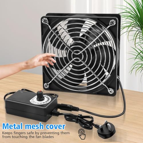 Joycabin 120mm Computer Fan, Computer Cooling Fan with AC Plug 220V PC Fan DC 4V 5V 12V Adjustable Speed Brushless Cooling Fans for PC, Computer, Server Cabinet, TV Box, AV Cabinet, Router