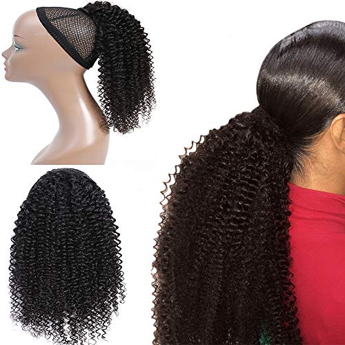 Morningsilkwig Afro Kinky Curly Clip Extensiones De Cabello Humano Nautral Black Clip Plena Cabeza 8 pcs/set Brazilian Remy Hair Clip 120g (14 inches/35cm, 4b4c Afro Kinky Curly Ponytail)