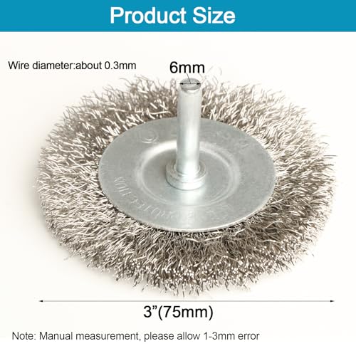Image of FPPO 8PCS 3 Inch Stainless Steel Wire Wheel Brushes Kit for Drill with 1 /4-Inch Shank,Wire Wheels for Power-Operated Grinders (Pack of 2)