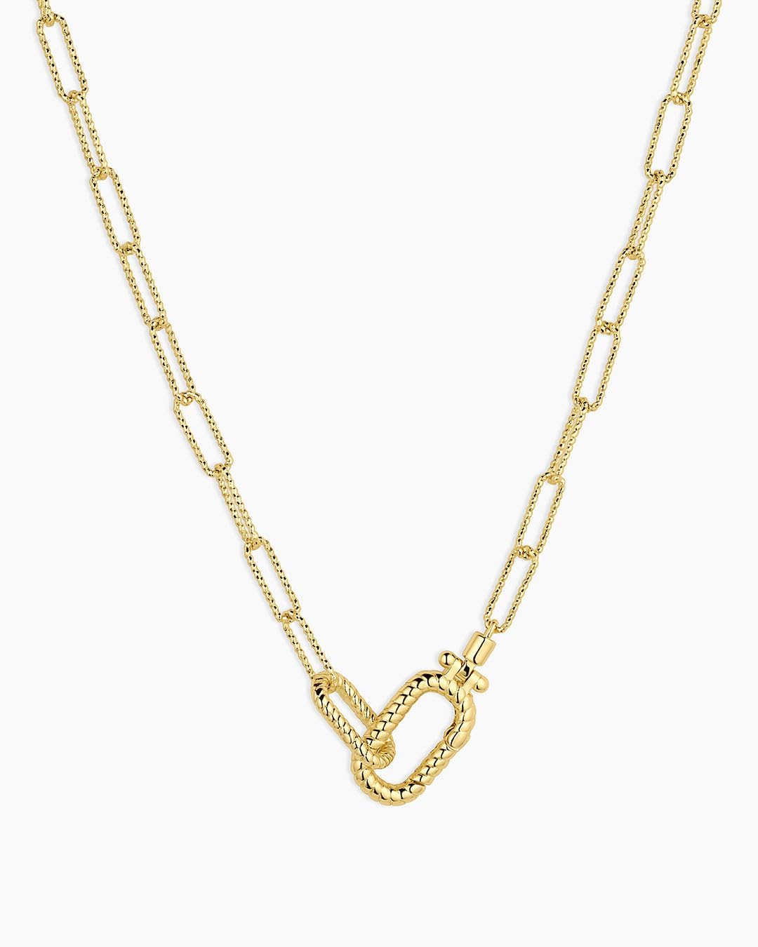 gorjana - Crew Link Necklace 18 1/4 inches - 18k Gold Plated Brass - Elegant Textured Design - Layering with Chains - Versatile and Easy to Wear, Push Hinge Closure - Image 3