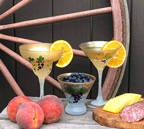 Golden Hill Studio Hand Painted Cosmopolitan Glasses Set Of 2 - Napa Grapes 'N Vines Collection - Hand Painted Glassware By Usa Artists - Unique And Decorative Cosmos Glasses, Kitchen Table Décor #TOP1