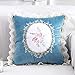 xiaoxong658 Almohada Cuadrada Princesa Francesa Encaje Estilo Chino y Europeo Almohada de Felpa cojín Almohada Funda de cojín Core sofá cabecera coche-45 * 45 cm_Peacock Azul-Bordado Redondo