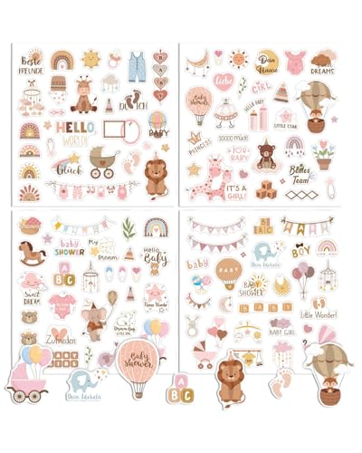 KGDUYC Lot de 4 autocollants de dessin animé pour bébé, autocollants pour enfants et album photo de bébé, designs d'autocollants de scrapbooking de bricolage, autocollants de scrapbooking pour bébé