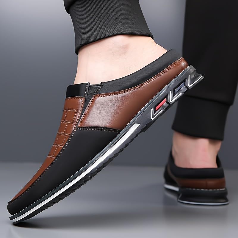 BIGSIZE Men's Stylish Slip-On Loafers - Two Tone Brown & Black Design, Comfortable Casual Shoes for Office & Casual Attire, Durable Rubber Sole, All-Season Versatility, Office Shoes3