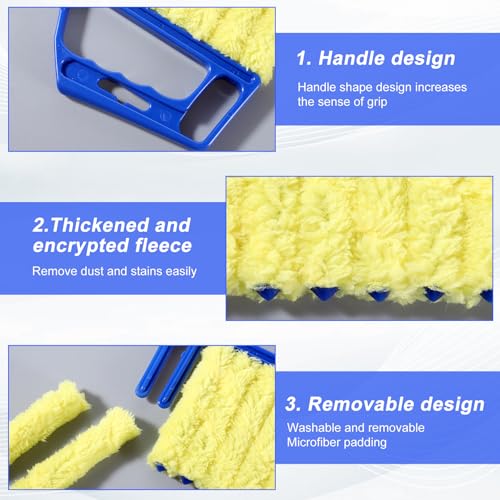 Image of 2pcs Blind Cleaner Tool Microfiber Window Blind Duster for Cleaning 7 Finger Washable Mini Blinds Cleaner Duster Tool for Wood Air Conditioner Vent Fans Venetian Shades Dust Dirt Cleaning