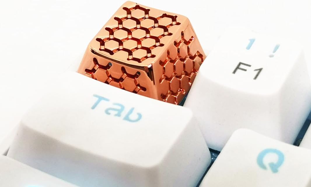 Metal Artisan Keycaps,CNC Zinc Alloy Custom Keycap,Mechanical Keycap,Unique Hollowed-Out Style,Gift Collection (Gold)