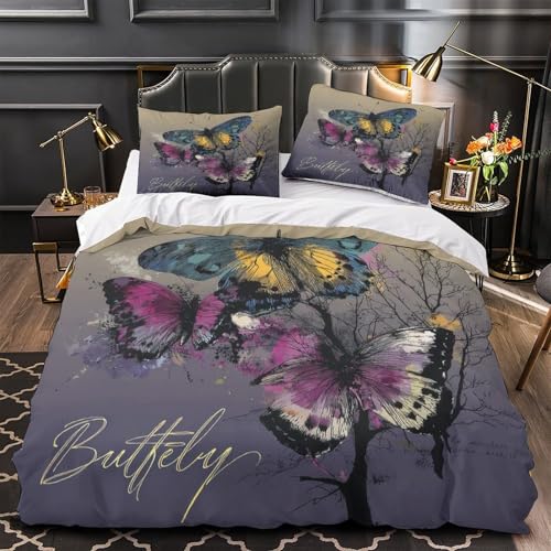 Microfibre résistante pour cette parure de lit papillon coloré