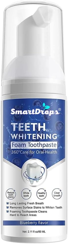 Teeth Whitening Foam for Oral Care Routine, Tooth Cleaning Foam with Smooth Texture, Daily Use Dental Hygiene Product - 60ml (Pack 1)