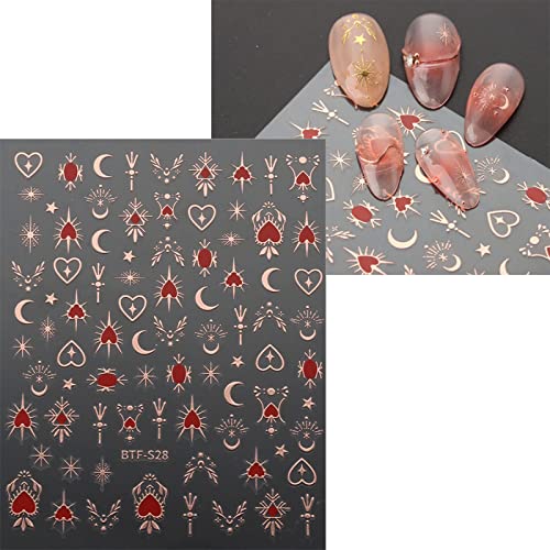 JMEOWIO 9 Sheets Moon Star Nail Art Stickers Decals Self-Adhesive Pegatinas Uñas Sun Nail Supplies Nail Art Design Decoration Accessories - Image 6