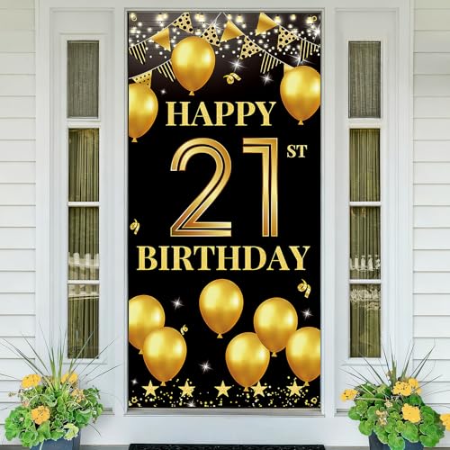 Vicycaty 21st Birthday Decorations for Him & Her, Fabric Happy 21st...