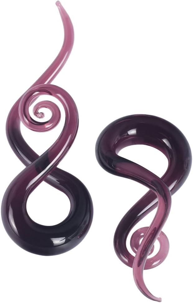 YOFANST Ear Stretching Glass Spiral Tapers Gauges 4g-9/16 inch Blue, Glow in The Dark, Purple, Green, Red