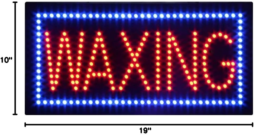 LED Waxing Sign, Super Bright LED Open Sign for Beauty Salon Electric Advertising Display Sign for Waxing Hair Removal Service Business Shop Store Window Home Decor. (19" x 10")