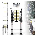 ASBEQUZBE Escalera Extensible telescópica de Aluminio de 6 m/5 m/4 m/3 m/2 m/1 m con Ganchos Desmontables, portátil, Ligera y Plegable, Carga máxima de 330 LB, para el hogar y el Exterior Stabilize