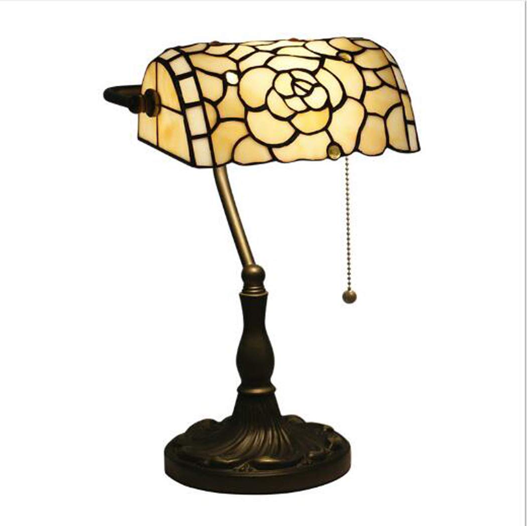 Tiffany-Art-Banker Lampe Tischlampe mit Vintage Rose Buntglas Will hinzufügen Sicherlich Elegancy und Kreativität zu Hause Es ist EIN großes Geschenk für Liebhaber Freundinnen und Damen