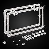 Nomiou Bling Narrow License Plate Frame,Luxury Handmade Waterproof Glitter Rhinestone Crystal Premiu
