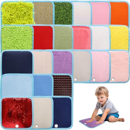 24 Set Sensory Mats, Textured Sensory Tiles Educational Tactile T...
