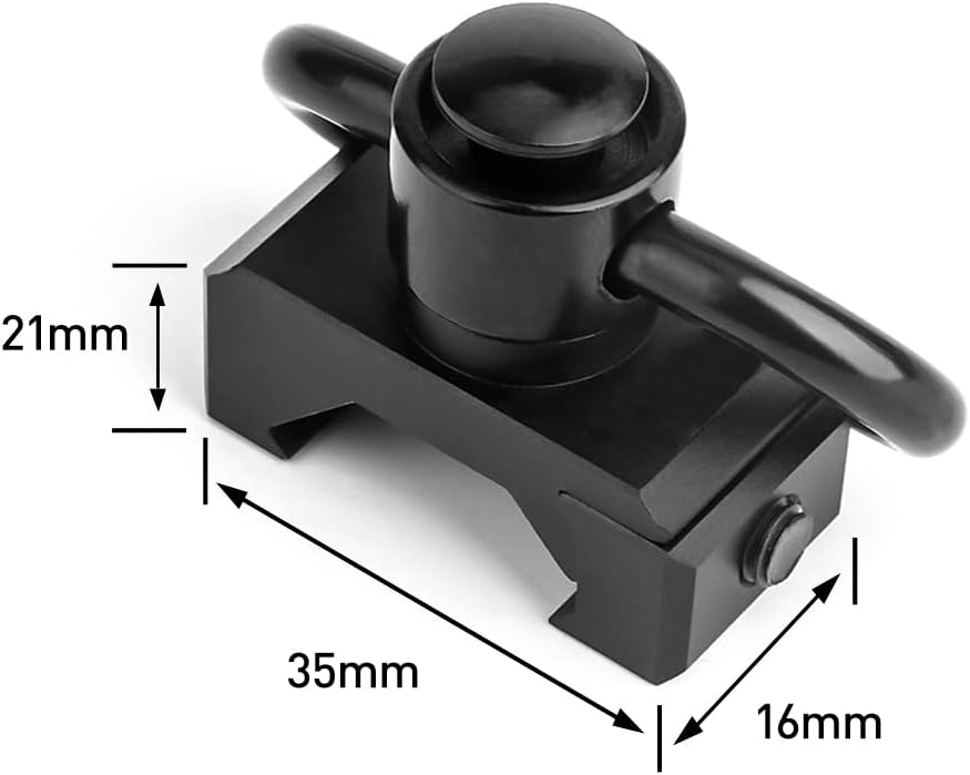 SBGJMY QD Sling Swivel Mounting Adapter,Button Tactical Strap Buckle Swivel Loop Accessories for 20mm Picatinny Rail System (Black) - Image 3