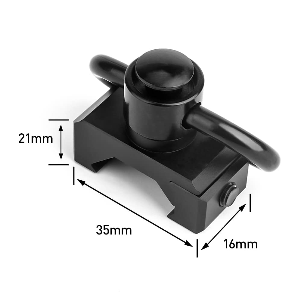 Adattatore di Montaggio Girevole per Imbracatura QD, Accessori per la con Anello Girevole con Fibbia Tattica con Bottone per Guida Picatinny da 20 mm (Nero)