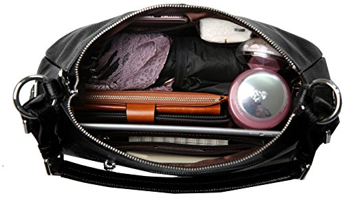 Heshe Genuine Leather Purses And Handbags For Women Shoulder Bag Top Handle Satchel Ladies Hobo Cross-Body Bags(Black) #TOP6