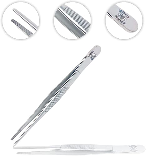 Miniatura 2 de Scientific Labwares Pinzas de laboratorio de aplicación general de acero inoxidable con puntas rectas anchas y fuertes (12 pulgadas (11.811in))