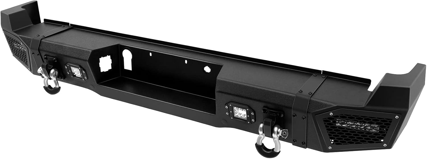 SCITOO Upgraded Textured Black Bumper fit for 2017-2019 for Ford for F250 for F350 for F450 Rear Bumper Replacement with D-ring