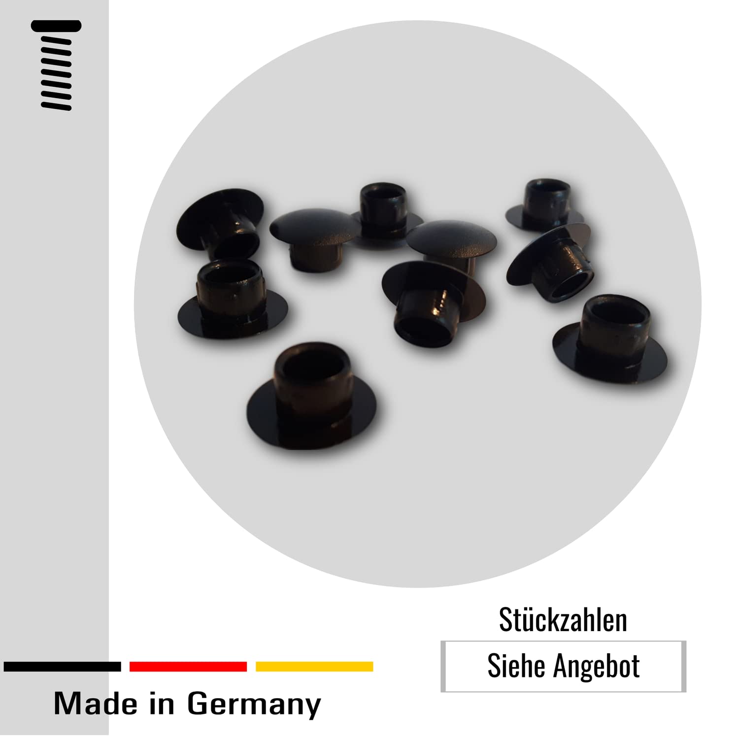 EMFA Abdeckstopfen für Bohrung Durchmesser 8 mm Schwarz RAL 9005