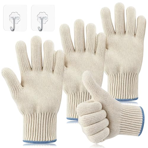 2 Paires Gant Barbecue Anti Chaleur avec Doigts, Gants Cuisine Four