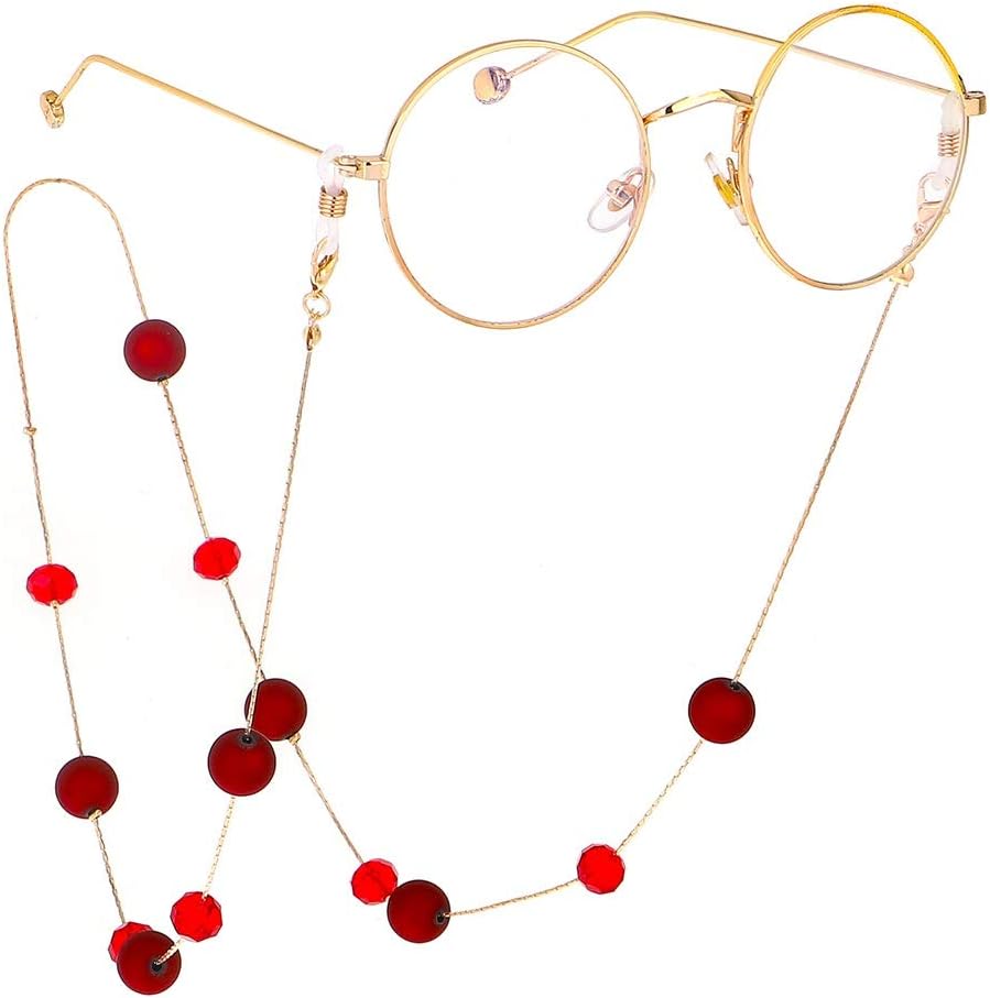 ミニ ピンク フラワー メガネチェーン ビーズ パール スワロ シリコン レディース 女性用のエレガントなメガネチェーン メガネは、マルチユースゴールドレッドクリスタルフロストビーズメガネチェーンをチェーン 眼鏡＆サン