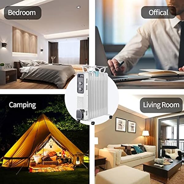 Riscaldamento Elettrico Riscaldamento, radiatori ad Olio, Riscaldamento a convettore a Risparmio energetico, Riscaldamento Elettrico Mobile 2200 Watt con tat, Protezione da rotazio