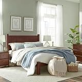 Grain Wood Furniture Shaker Solid Wood Panel Platform Bed, Full Size, Cherry