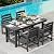 SERWALL Patio Dining Table Sets 5-Piece, Outdoor HDPE Dining Furniture Set with Umbrella Hole Cut-Out Table and 4 Chairs, All Weather Dining Set for Lawn, Garden, Backyard, Poolside, Black