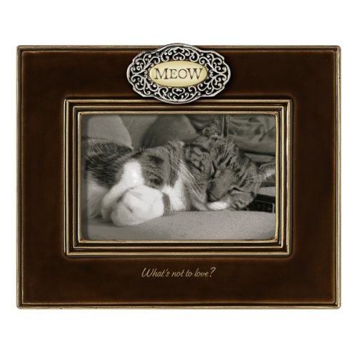 Grasslands Road Everything's Relative Mahogany Brown Ceramic Glaze Meow Cat Frame, Holds A 4 By 6-Inch Photo #TOP11