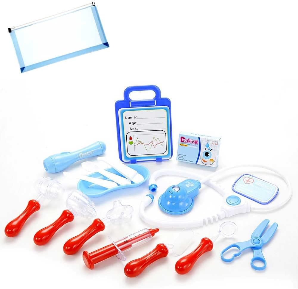 OMURA Playset | Medical Doctor Hospital Kit Playset | Bonus: Multi-Purpose #10 Size Pouch (Color May Vary)