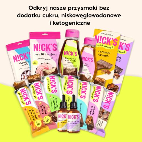 NICKS Keto Batony Proteinowe Orzech laskowy, 15 g białka, mało kalorii, Batoniki białkowe o niskiej zawartości węglowodanów, bez dodatku cukru i glutenu (12 sztuk protein bars x 50g)