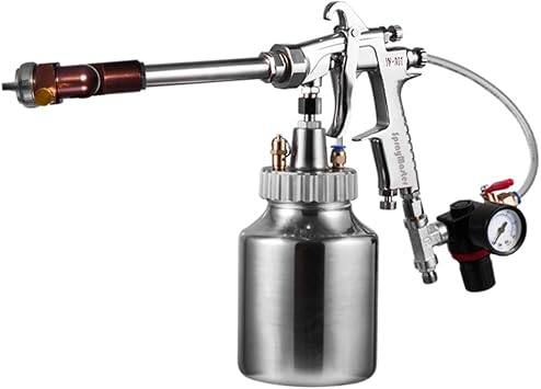 Extension Long Pole Air Spray Gun with 1.5 1.8 2.5mm Nozzle, 1000ml Capacity Cup and Pressure Gauge for Auto Furniture and DIY Home Painting 180 Rotatable 30cm 2.5 Caliber