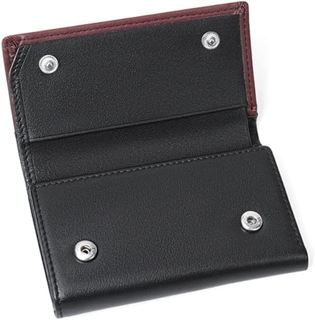 Men's Leather Key Case Built-in Wallet Slot Card Slot Contrast Colorblock Multifunctional Key Case (D 11.4 * 7.2 * 2.3 cm)