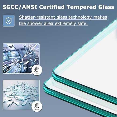 Image of SUNNY SHOWER Corner Shower Glass Door 36 inch D x 36 inchW x 72 inchH, Double Sliding Glass Door with 2 Fixed Panels, 1 /4 inch Clear Tempered Glass Shower Door, Chrome Finished