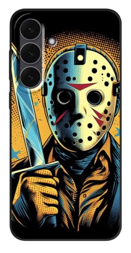 Image of EZB Horror Themed Jason Voorhees Samsung Compatible Phone Case | Flexible Shock Absorbent Edges Unique Pop Art Hard Phone Cover | Jason Voorhees (Samsung Galaxy A16 4G/5G) Black