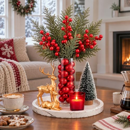 Quzzil Christmas Table Centerpiece Indoor Xmas Wooden Tiered Tray Decor