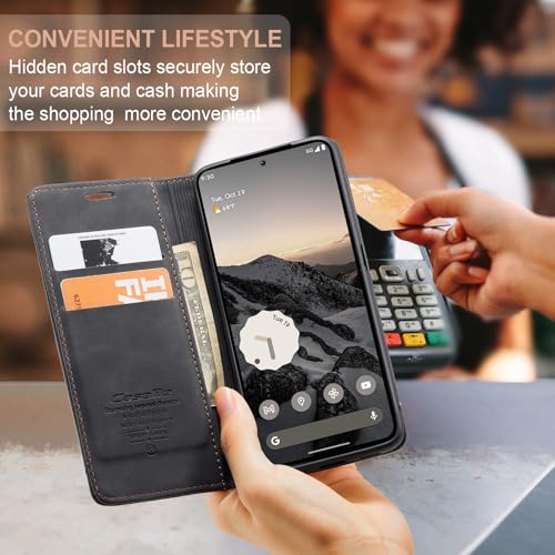 Cracedily for Google Pixel 9 / Pixel 9 Pro Case, Flip Wallet Leather Case with Card Holder Magnetic Closure Shockproof Kickstand Protective Phone Cases Cover for Google Pixel 9 Pro,Black - image 4