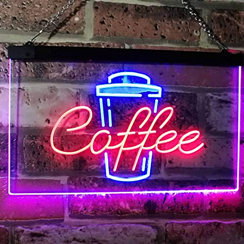 Advpro Coffee Cup Home Décor Shop Display Dual Color Led Neon Sign Red & Blue 16" X 12" St6S43-I2361-Rb #TOP1