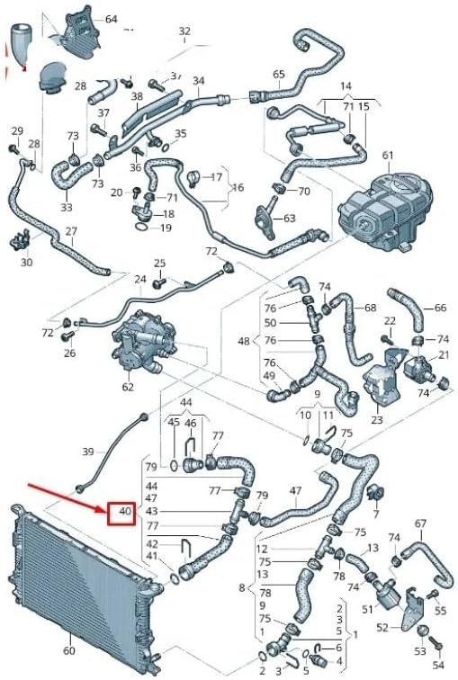 エンジン冷却水パイプウォーターホース Audi A6/A6Q/A7 2015-2018対応 - 交換部品 4G0122101AT B