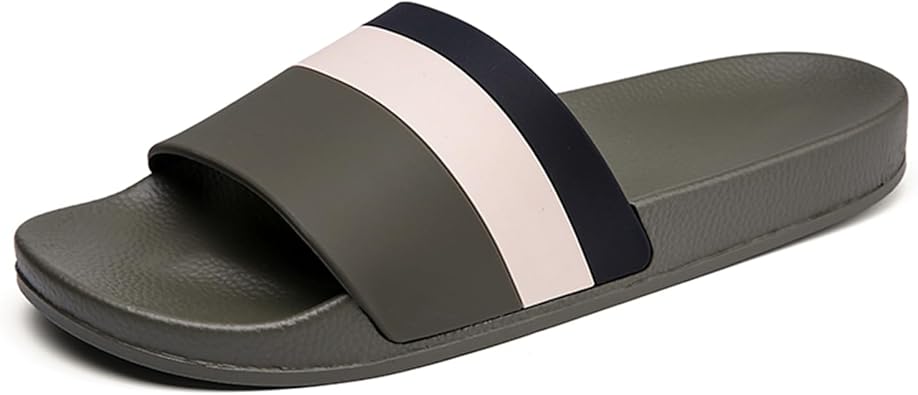Mens Open Toe Slide Sandals - Comfortable Indoor & Outdoor Shower Slippers